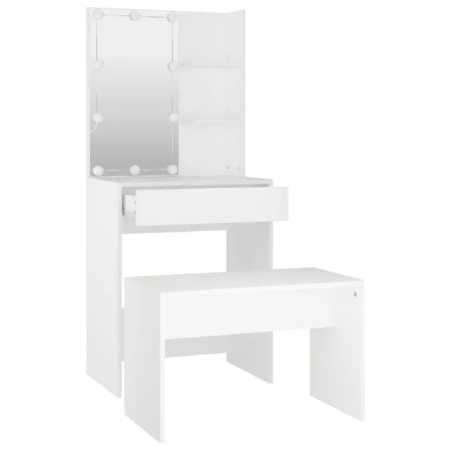 Ensemble de coiffeuse avec LED Blanc Bois d'ingénierie