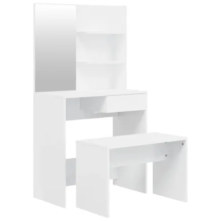 Ensemble de coiffeuse Blanc brillant 74,5x40x141 cm 2