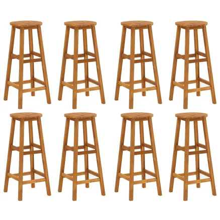 Tabourets de bar lot de 8 bois massif d'acacia 2