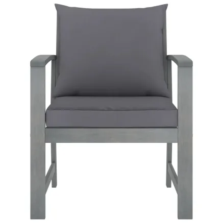 Chaises de jardin lot de 2 avec coussins gris foncé Bois acacia 2