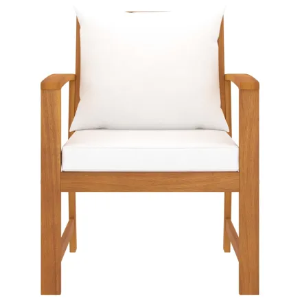 Chaises de jardin lot de 2 et coussin crème Bois acacia massif 2