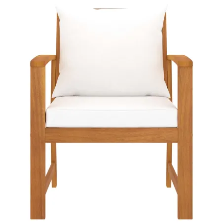 Chaises de jardin lot de 2 et coussin crème Bois acacia massif