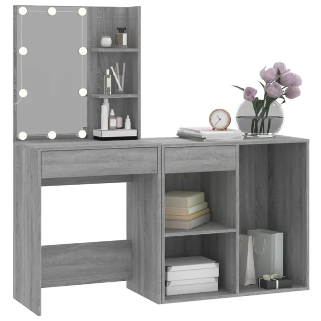 Coiffeuse à LED avec armoire Sonoma gris Bois d'ingénierie