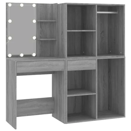 Coiffeuse à LED avec armoires Sonoma gris Bois d'ingénierie 2