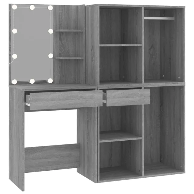 Coiffeuse à LED avec armoires Sonoma gris Bois d'ingénierie