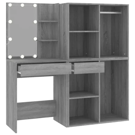 Coiffeuse à LED avec armoires Sonoma gris Bois d'ingénierie