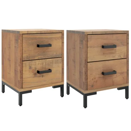 Tables de chevet 2 pcs 36x30x45 cm Bois de pin massif 2
