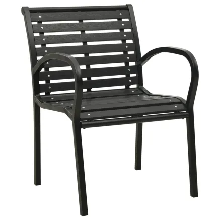 Chaises de jardin lot de 2 Acier et WPC Noir 2