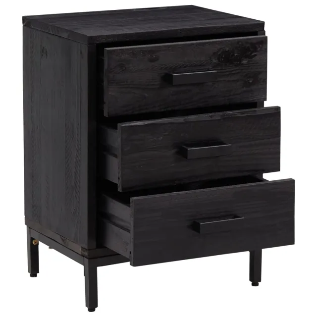 Tables de chevet 2 pcs Noir 40x30x55 cm Bois de pin massif