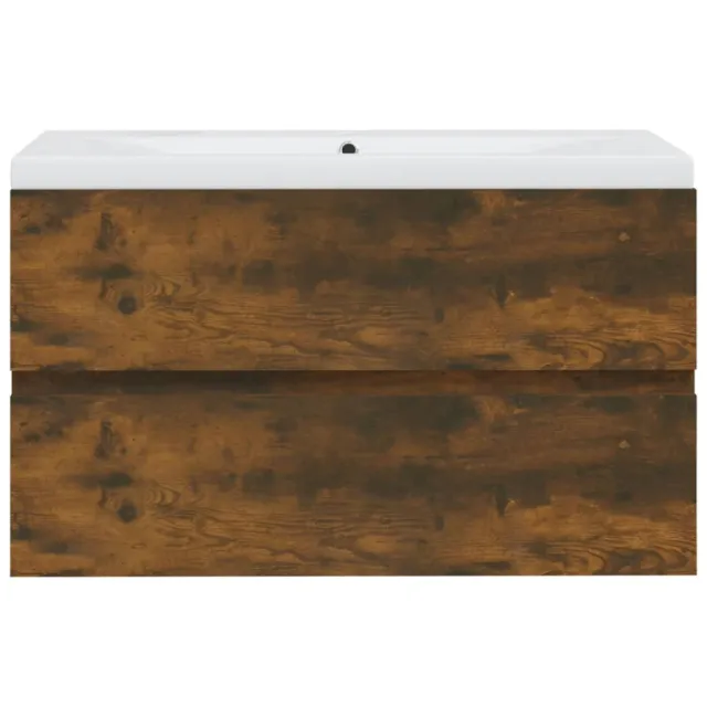 Meuble lavabo avec bassin intégré Chêne fumé Bois d'ingénierie