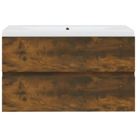 Meuble lavabo avec bassin intégré Chêne fumé Bois d'ingénierie