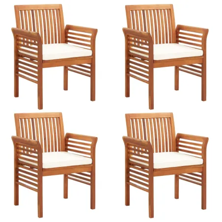 Chaises de jardin avec coussins lot de 4 Bois d'acacia massif