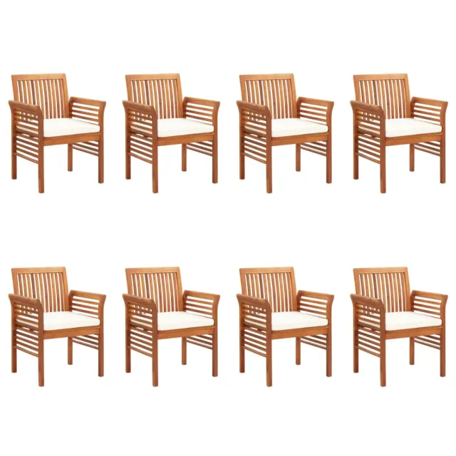 Chaises à manger de jardin et coussins lot de 8 Bois acacia