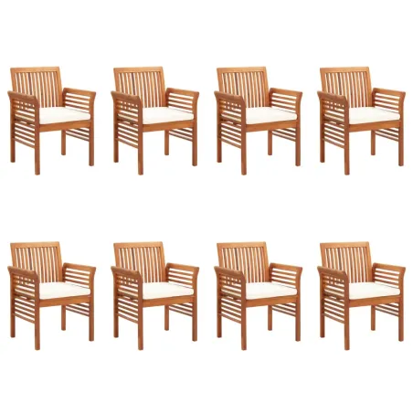 Chaises à manger de jardin et coussins lot de 8 Bois acacia