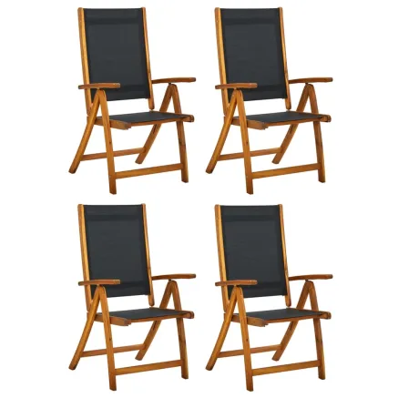 Chaises de jardin pliantes lot de 4 acacia massif et textilène 2