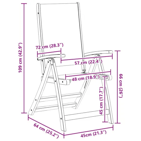 Chaises de jardin pliantes lot de 4 acacia massif et textilène