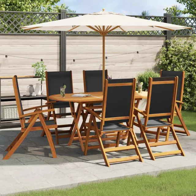 Chaises de jardin pliantes lot de 6 acacia massif et textilène