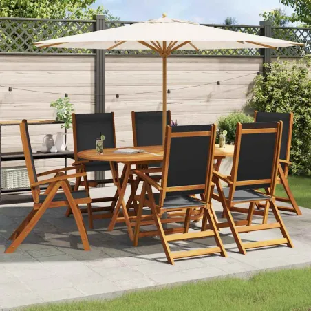 Chaises de jardin pliantes lot de 6 acacia massif et textilène
