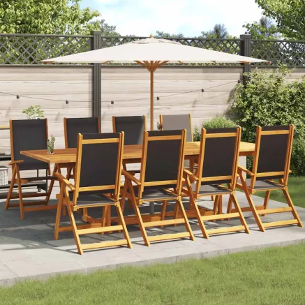Chaises de jardin pliantes lot de 8 acacia massif et textilène