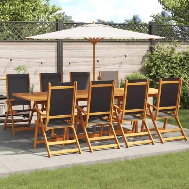 Chaises de jardin pliantes lot de 8 acacia massif et textilène