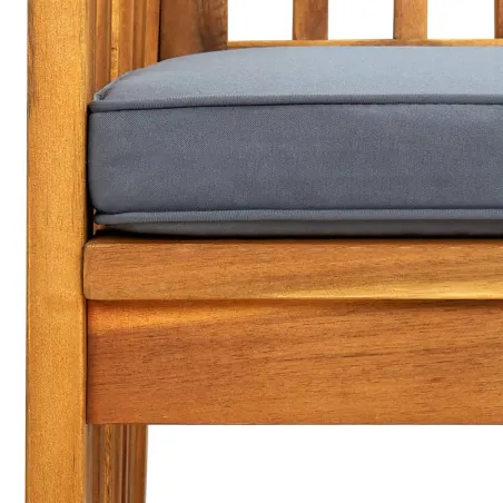 Chaises à manger de jardin lot de 3 et coussins Bois d'acacia