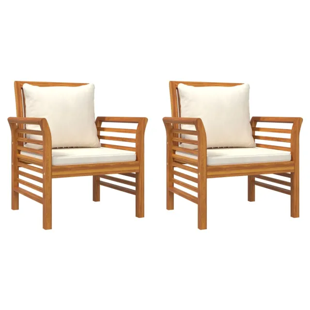 Chaises de canapé et coussins blanc crème lot de 2 Bois acacia
