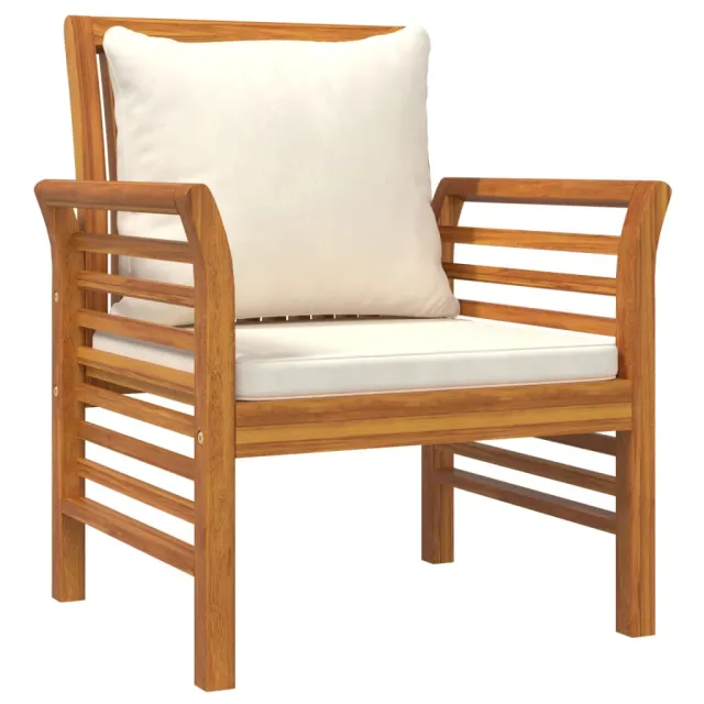 Chaises de canapé et coussins blanc crème lot de 2 Bois acacia