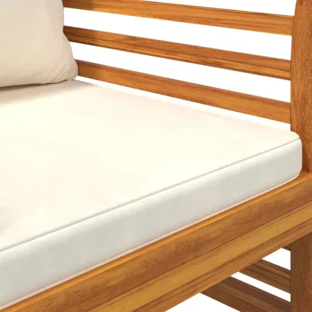 Chaises de canapé et coussins blanc crème lot de 2 Bois acacia
