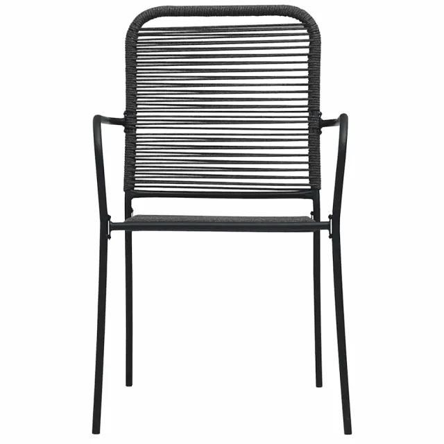 Chaises de jardin lot de 4 Corde en coton et acier Noir