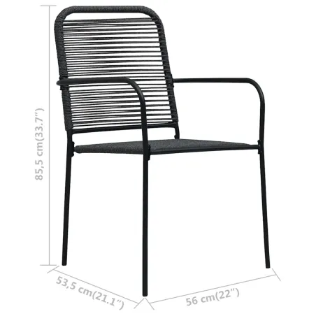 Chaises de jardin lot de 4 Corde en coton et acier Noir