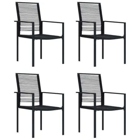Chaises de jardin lot de 4 Rotin PVC Noir