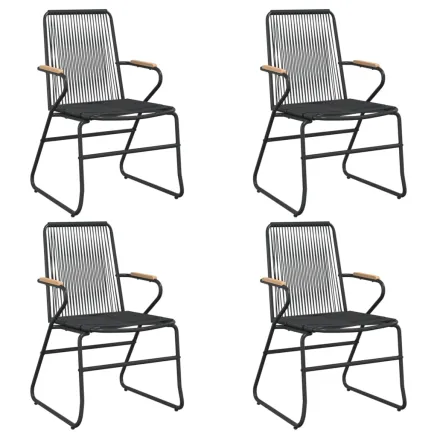 Chaises de jardin lot de 4 noir 58x59x85,5 cm rotin PVC 2