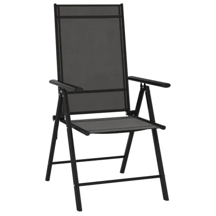 Chaises de jardin pliables lot de 6 Textilène Noir 2