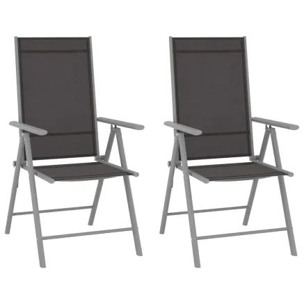 Chaises de jardin pliables lot de 2 Textilène Noir