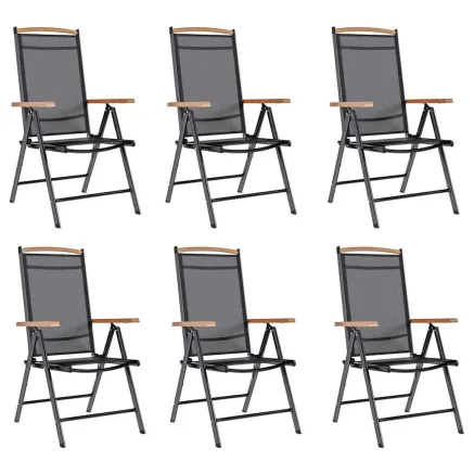Chaises de jardin pliables lot de 6 Textilène Noir