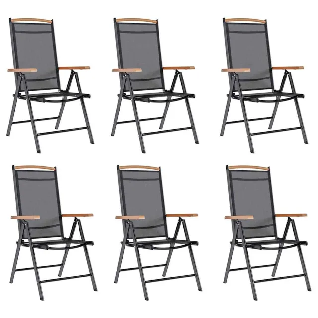 Chaises de jardin pliables lot de 6 Textilène Noir