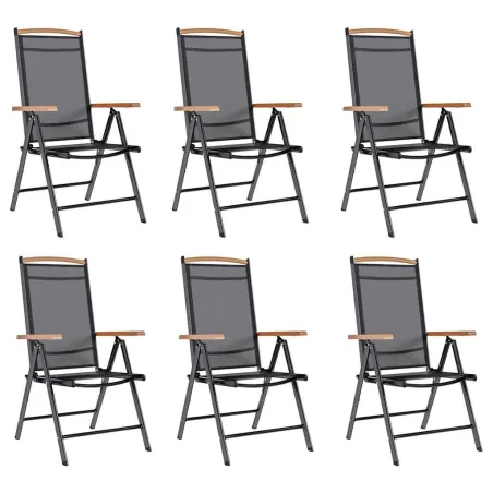 Chaises de jardin pliables lot de 6 Textilène Noir