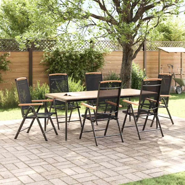 Chaises de jardin pliables lot de 6 Textilène Noir