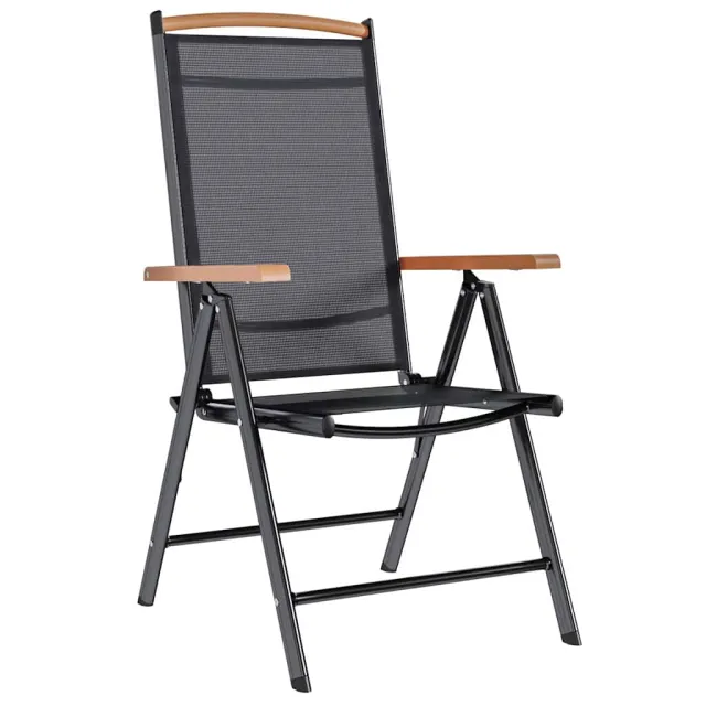 Chaises de jardin pliables lot de 6 Textilène Noir