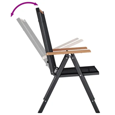 Chaises de jardin pliables lot de 6 Textilène Noir