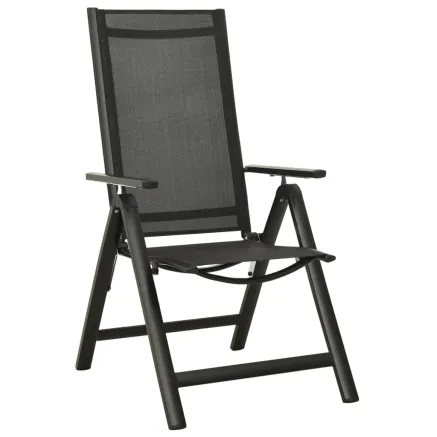 Chaises pliables de jardin lot de 2 Textilène et aluminium Noir 2