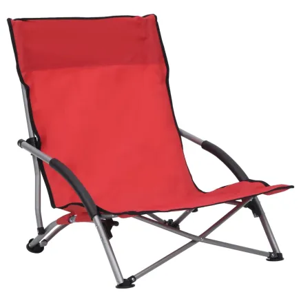 Chaises de plage pliables lot de 2 Rouge Tissu 2