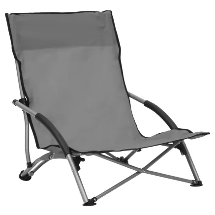 Chaises de plage pliables lot de 2 Gris Tissu 2