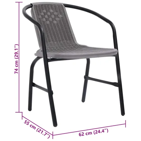 Chaises de jardin lot de 2 Plastique Rotin et acier 110 kg
