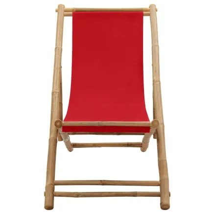 Chaise de terrasse bambou et toile rouge 2