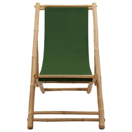 Chaise de terrasse Bambou et toile Vert 2