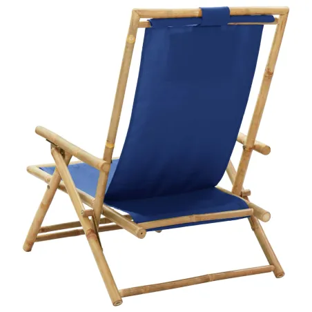 Chaise de relaxation inclinable bleu marine bambou et tissu