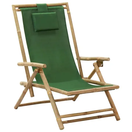 Chaise de relaxation inclinable Vert Bambou et tissu