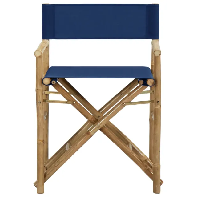 Chaises pliables de directeur lot de 2 Bleu Bambou et tissu