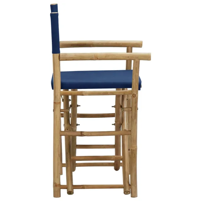 Chaises pliables de directeur lot de 2 Bleu Bambou et tissu